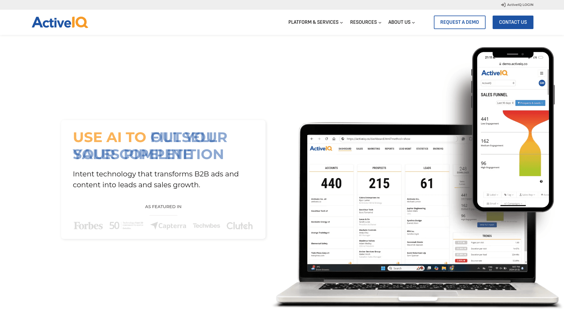 Homepage of ActiveIQ