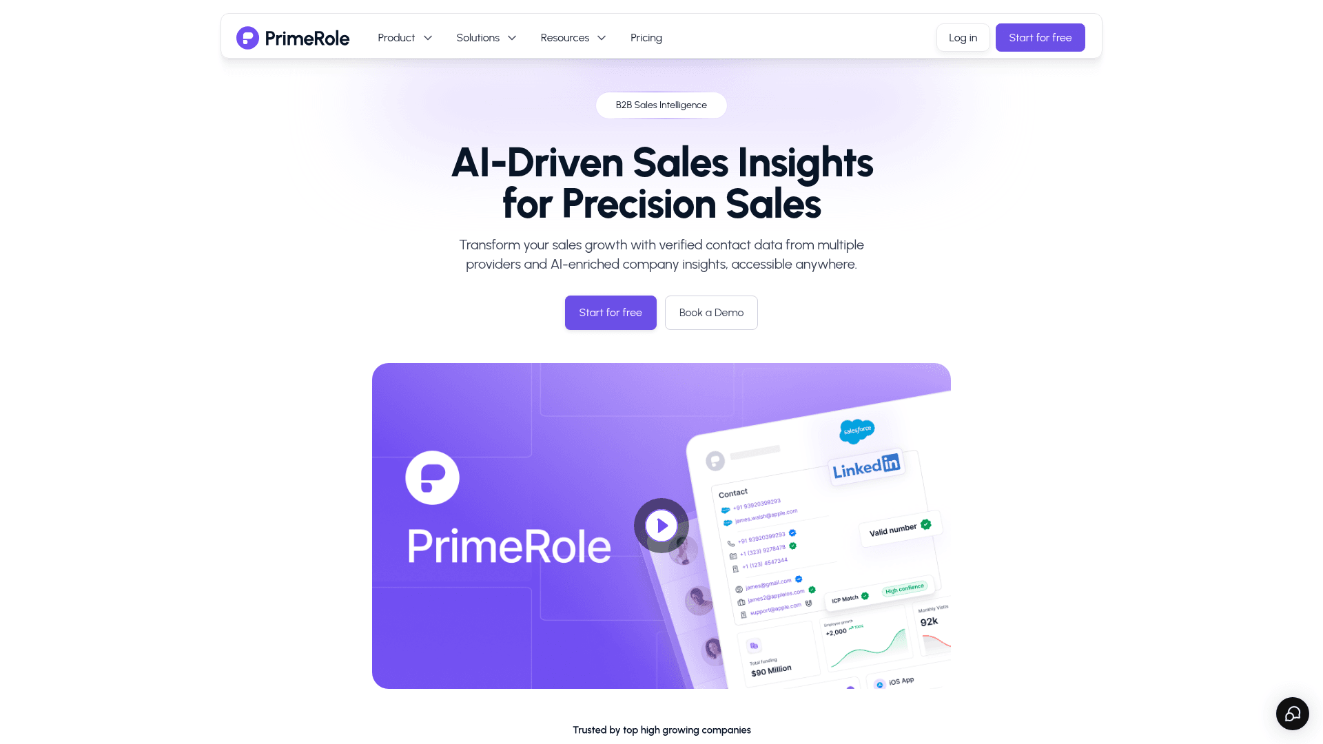 Homepage of PrimeRole